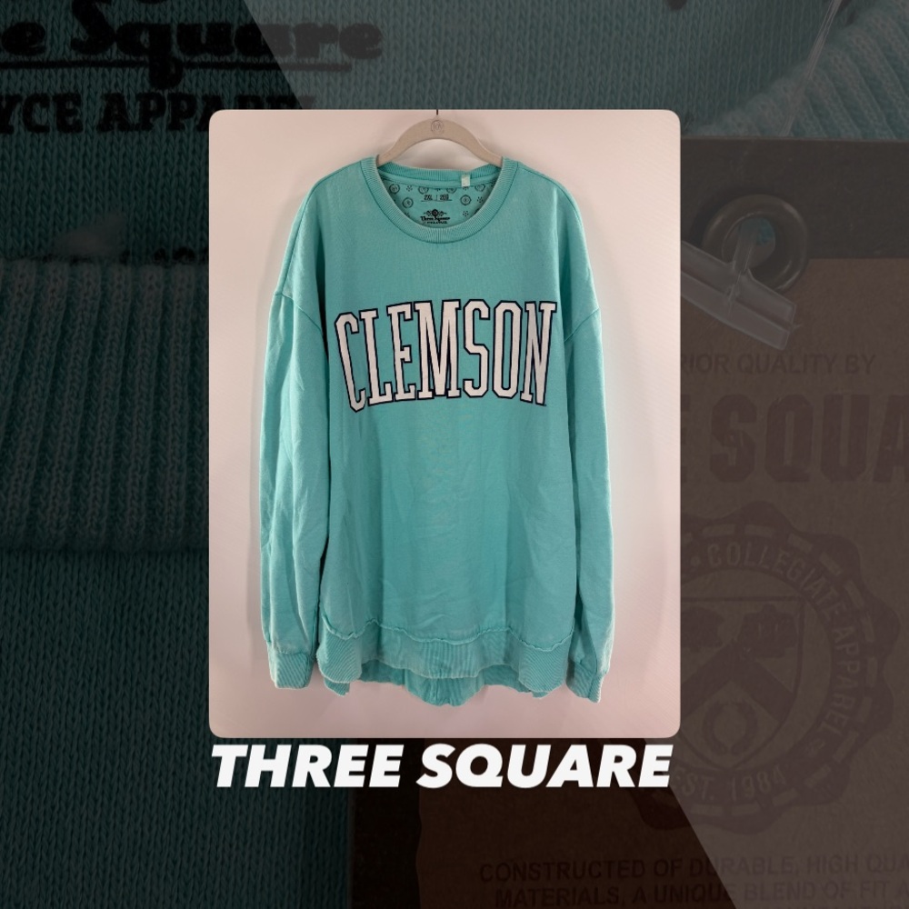 NWT Three Square Clemson Garment Burn Washed Sweatshirt